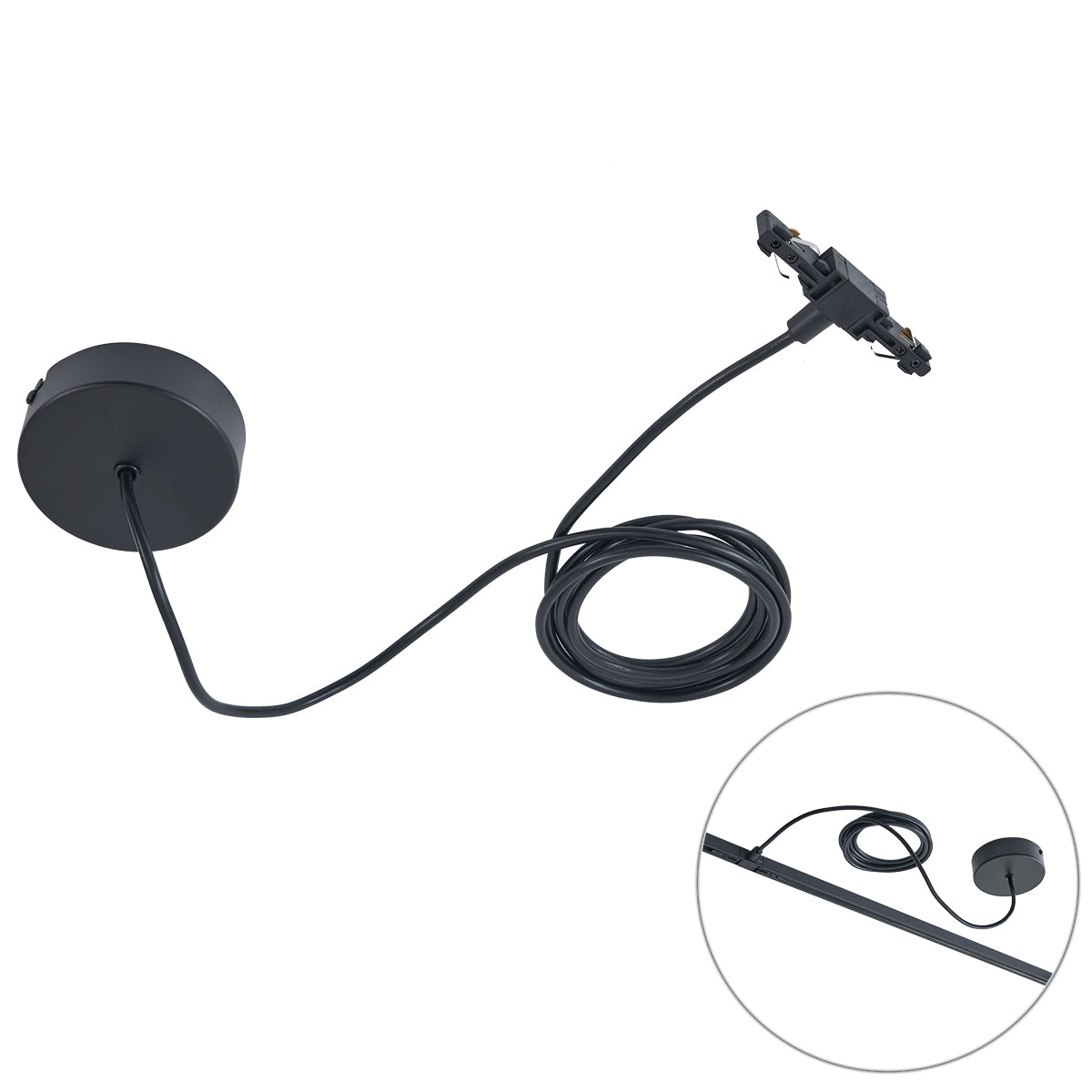 QAZQA Voeding met ronde bevestigingsplaat voor 1-fase rail zwart -