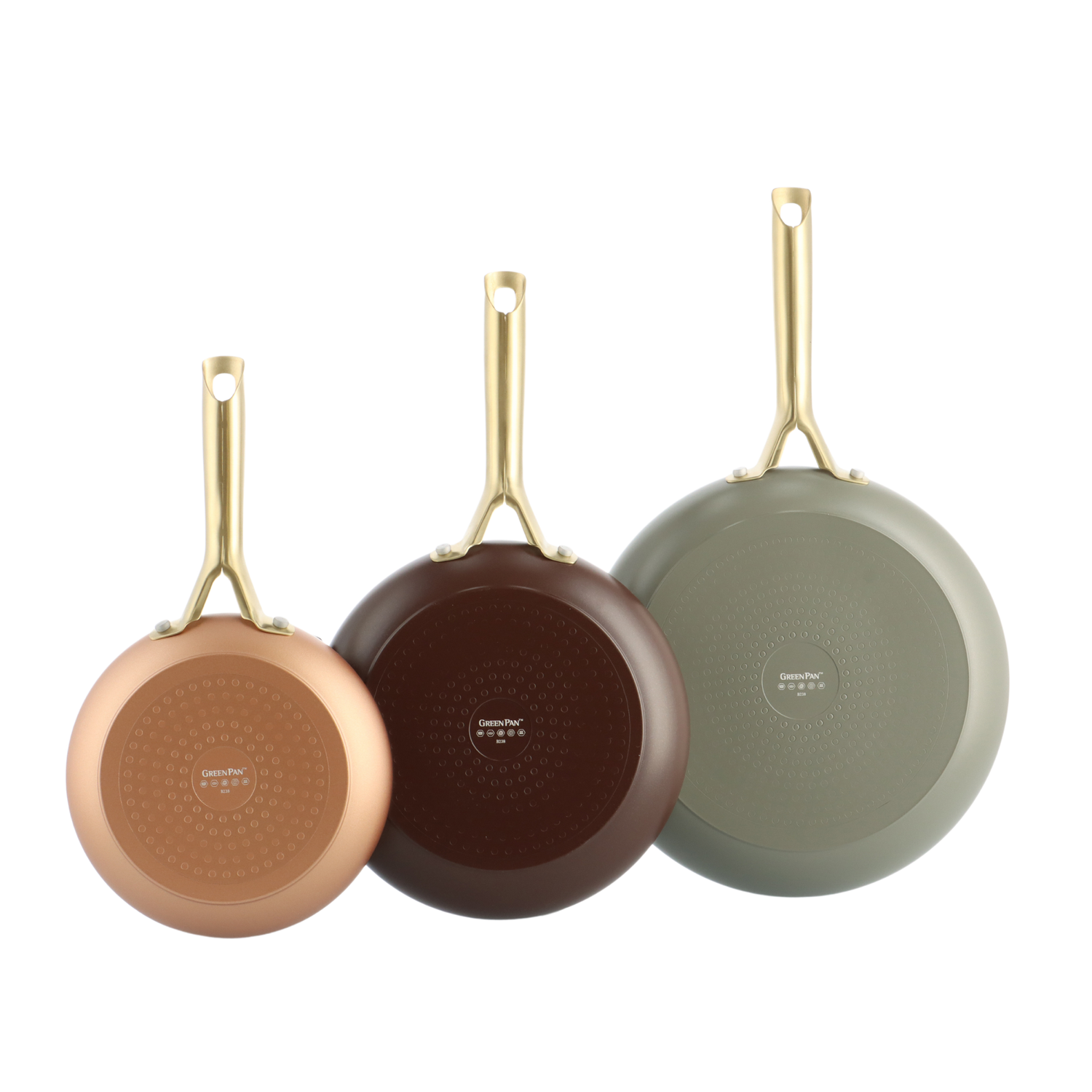 Greenpan Padova koekenpannenset 3 delig - copper, chocolate, quartz