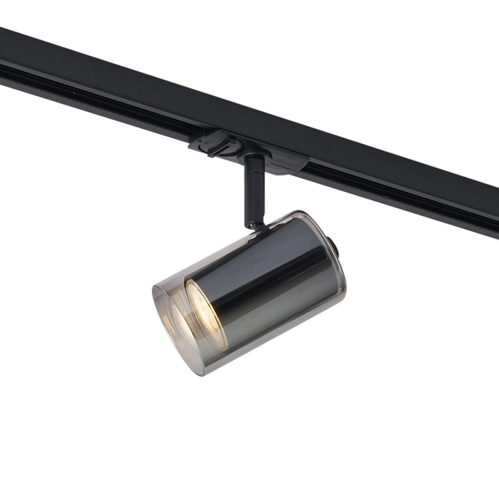 QAZQA Moderne spot zwart met smoke glas voor railsysteem 1-fase -