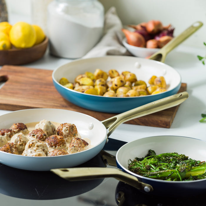 Greenpan Padova koekenpannenset 3 delig - Oxford blue, Pastel blauw