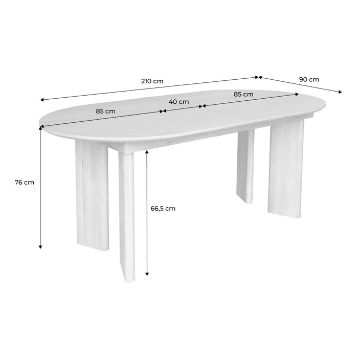 sweeek - Ovale uitschuifbare eettafel rubberhout en eikenfineer 6-8