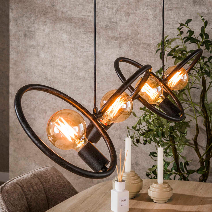 Giga Meubel - Hanglamp Zwart - 4-Lichts - 30x130x150cm - Loop