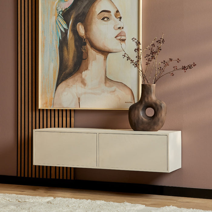 StarFurn - Zwevend Tv-meubel Zandkleur Hout - 120x35x30cm - Vision