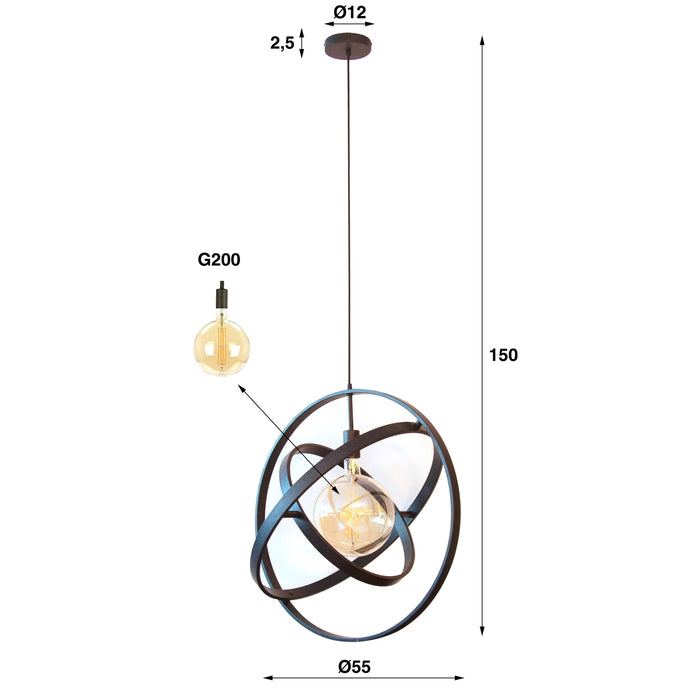Giga Meubel - Hanglamp Zwart - 1-Lichts - 150x55x55cm - Galaxy