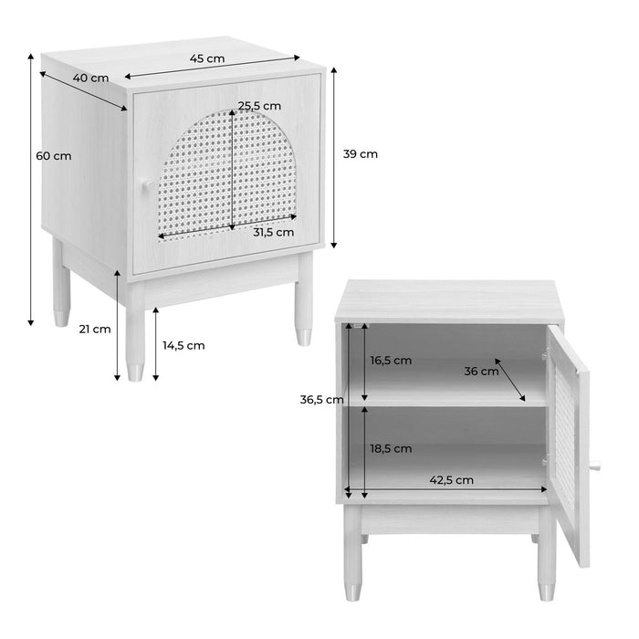 sweeek - Nachtkastje houteffect en vlechtwerk 1 deur