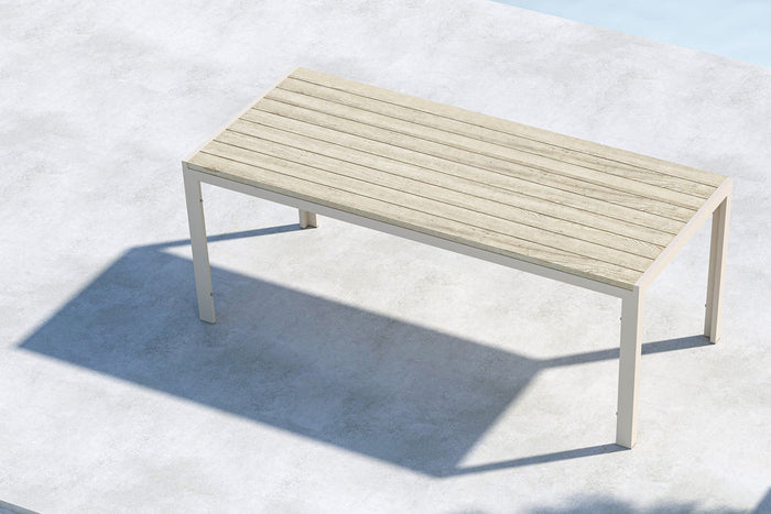 Fjôrd - Tuintafel Rechthoek - Beige Aluminium - 205x90x74cm - Mirko