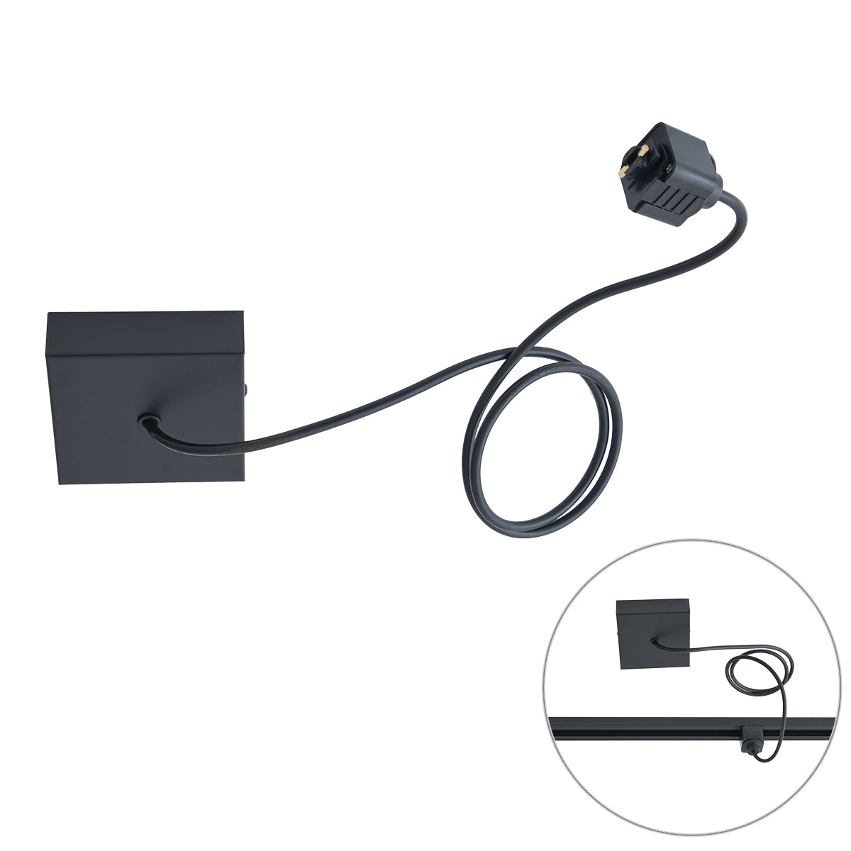 QAZQA Voeding voor 1-fase rail met vierkante bevestigingsplaat zwart