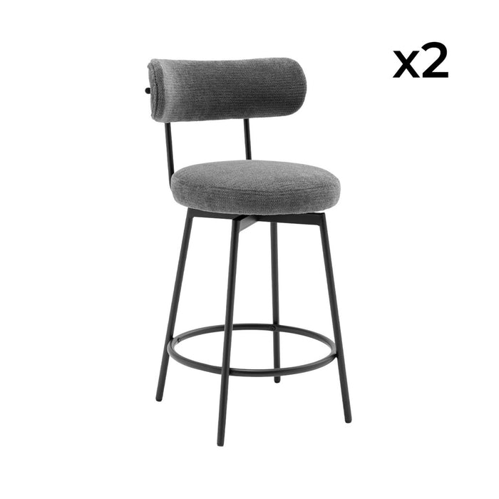 sweeek - Barstoel draaibare zitting metaal en stof (set van 2)