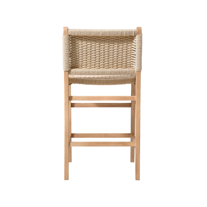 sweeek - Barstoelen van rubberhout en zitting met gevlochten touw (set