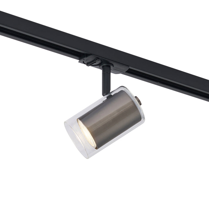 QAZQA Moderne spot gunmetal met helder glas voor railsysteem 1-fase -
