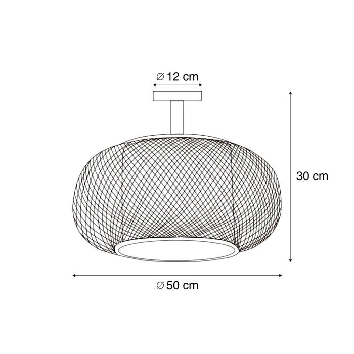 QAZQA Japandi plafondlamp bamboe met witte binnenkant - Liva