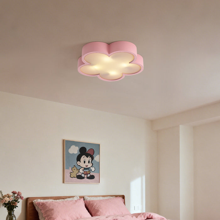 QAZQA Kinder plafondlamp roze met wit - Lucille