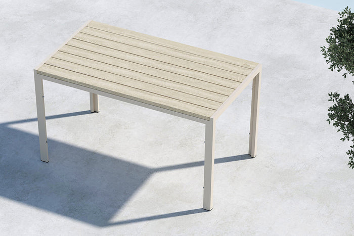 Fjôrd - Tuintafel Rechthoek - Beige Aluminium - 140x80x74cm - Mirko