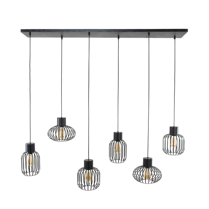 Giga Meubel - Hanglamp Zwart - 6-Lichts - 150x145x28cm - Mix