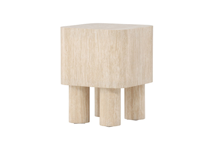 Fjôrd - Bijzettafel Vierkant - Travertinlook - 40cm - Klirou