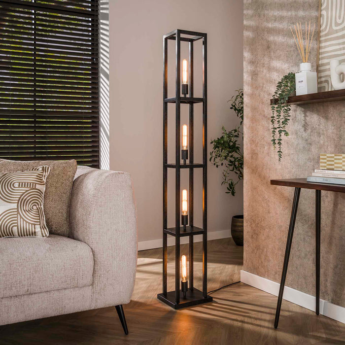 Giga Meubel - Vloerlamp Artic Zwart - 4-Lichts - Quadra