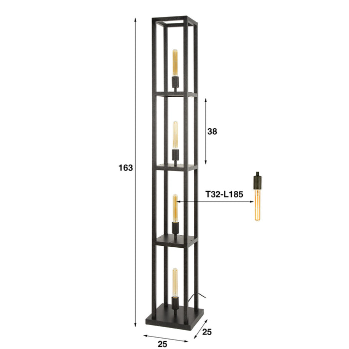 Giga Meubel - Vloerlamp Artic Zwart - 4-Lichts - Quadra