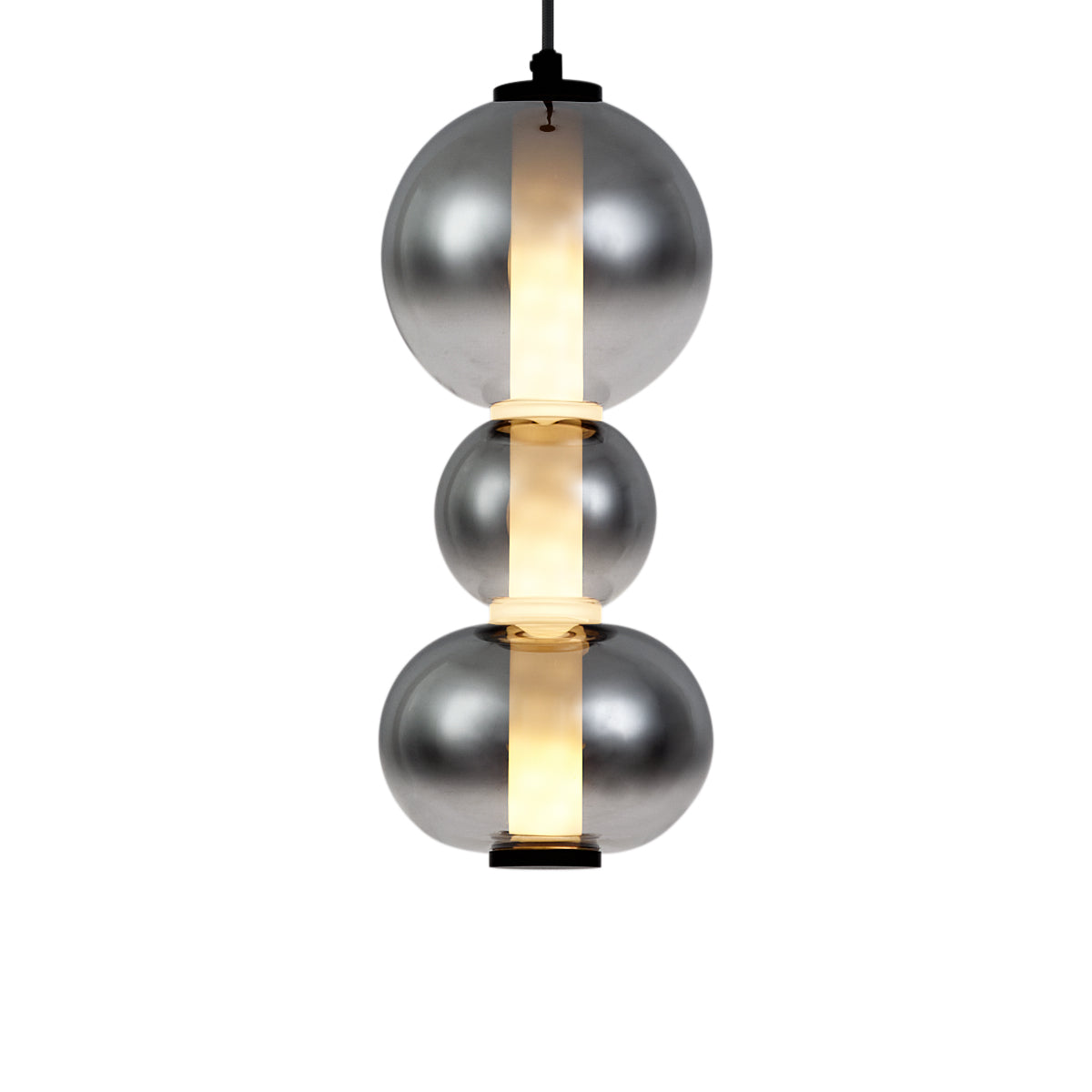 QAZQA Art Deco hanglamp zwart met smoke en helder glas 3-lichts incl.