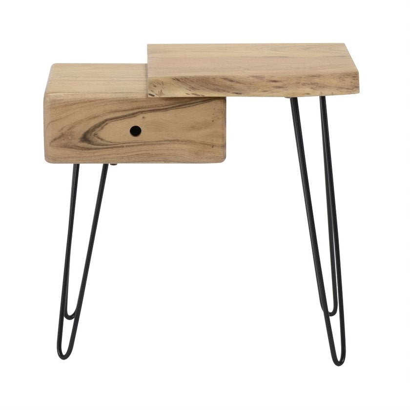 Giga Meubel - Nachtkastje Naturel Hout - 60x32x59cm - Edge Rechts