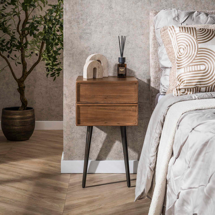 Giga Meubel - Nachtkastje Bruin Hout - 35x35x61cm - Frame