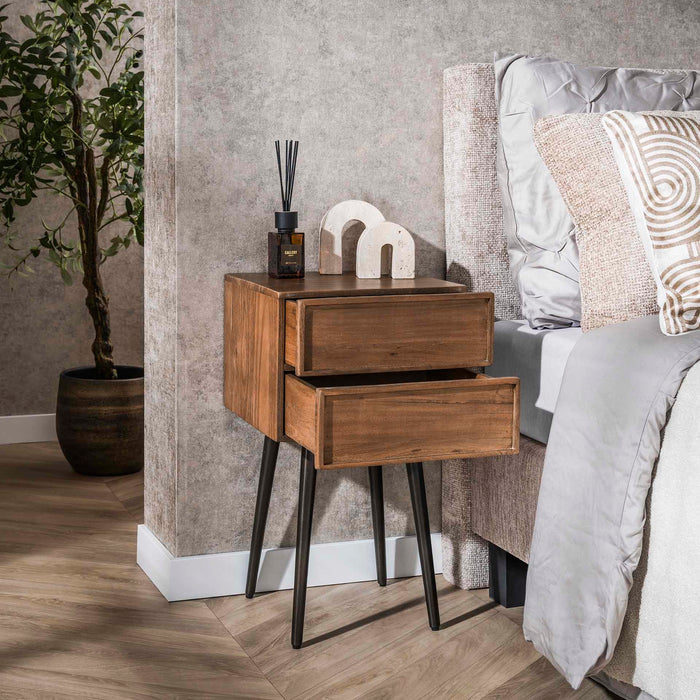 Giga Meubel - Nachtkastje Bruin Hout - 35x35x61cm - Frame