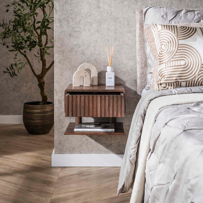 Giga Meubel - Nachtkastje Bruin Hout - 35x35x27cm - Carve