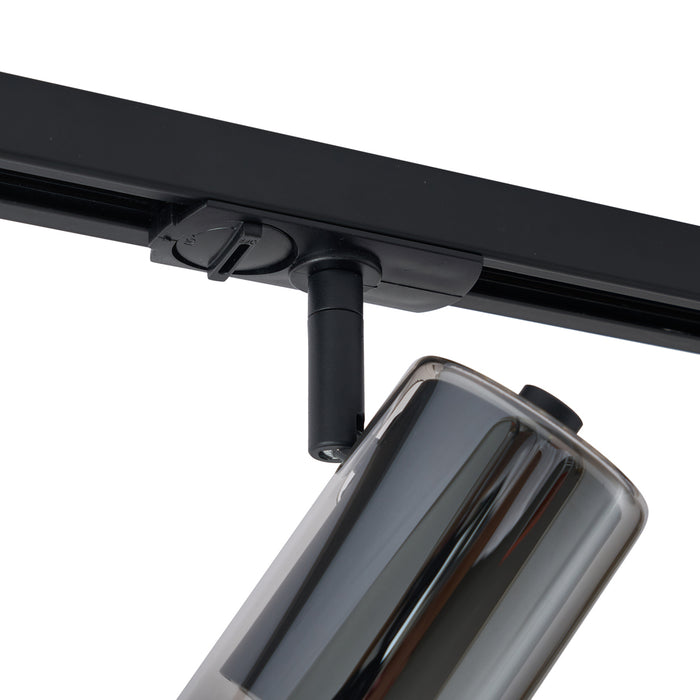 QAZQA Moderne spot zwart met smoke glas voor railsysteem 1-fase -