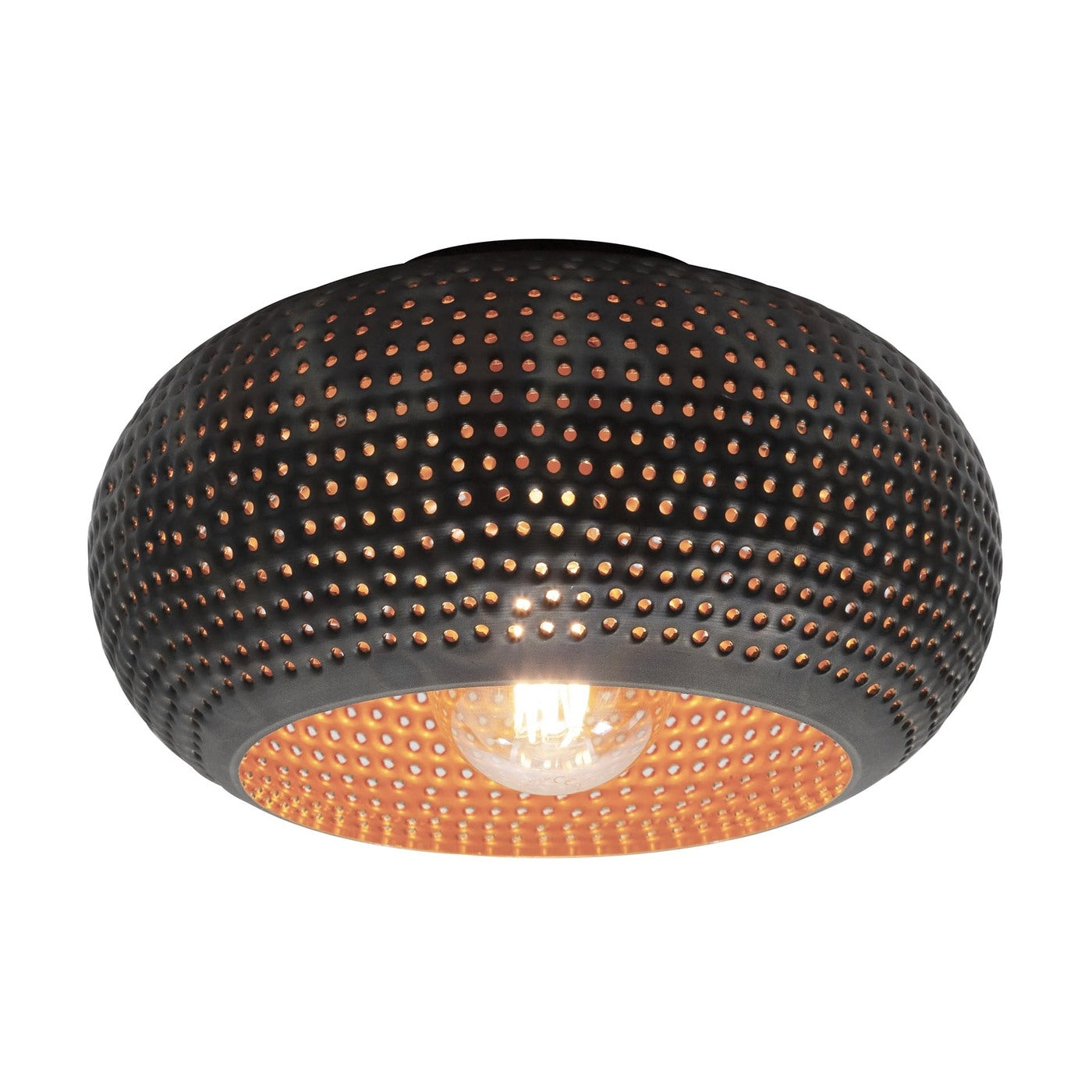 Giga Meubel - Plafondlamp Zwart|Bruin - 1-Lichts - Ø35cm - Disk Punch