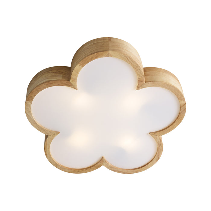 QAZQA Kinder plafondlamp hout met wit - Lucille