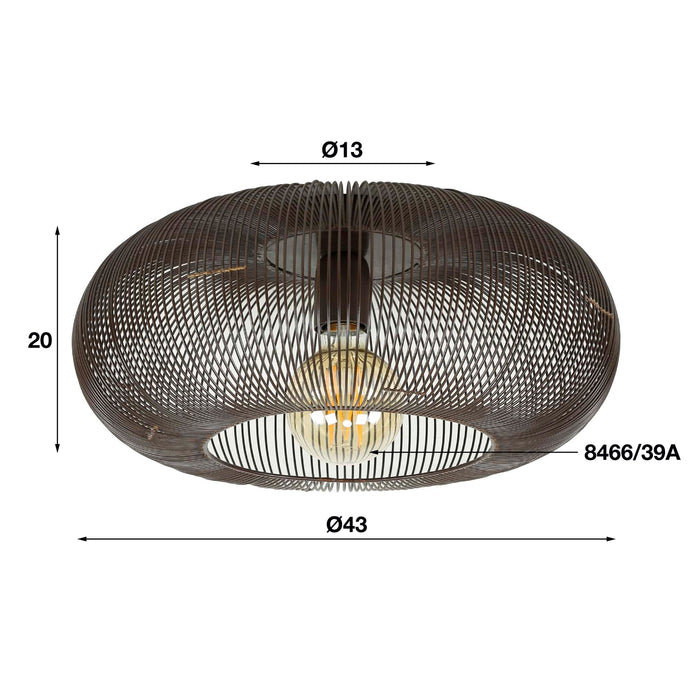 Giga Meubel - Plafondlamp Zwart|Koper - 1-Lichts - 43x43x20cm - Twist