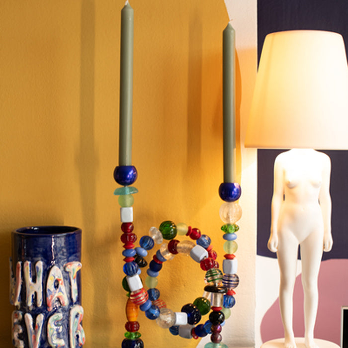 POLSPOTTEN Beads Kandelaar H 38 cm - Multicolor