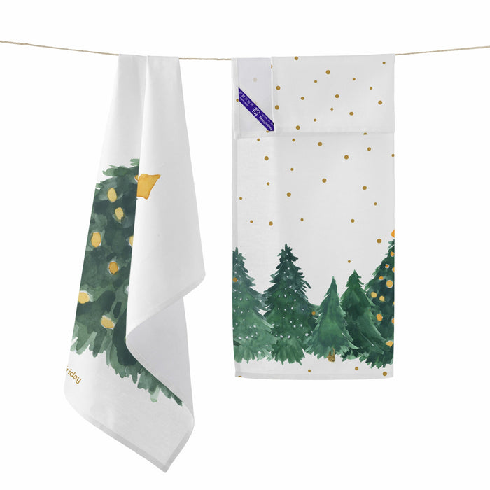 Sapin Keukenhanddoek 2 stuks 70x50 cm Xmas, Veelkleurig, 100% katoen, de kwaliteit van 200 Gr x m2