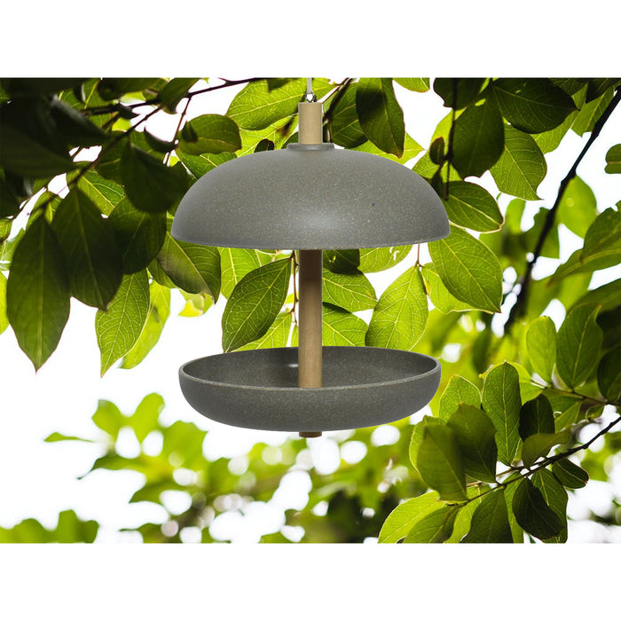 Decoris Vogelvoedersilo - hangend - bamboe - grijs - 25 cm