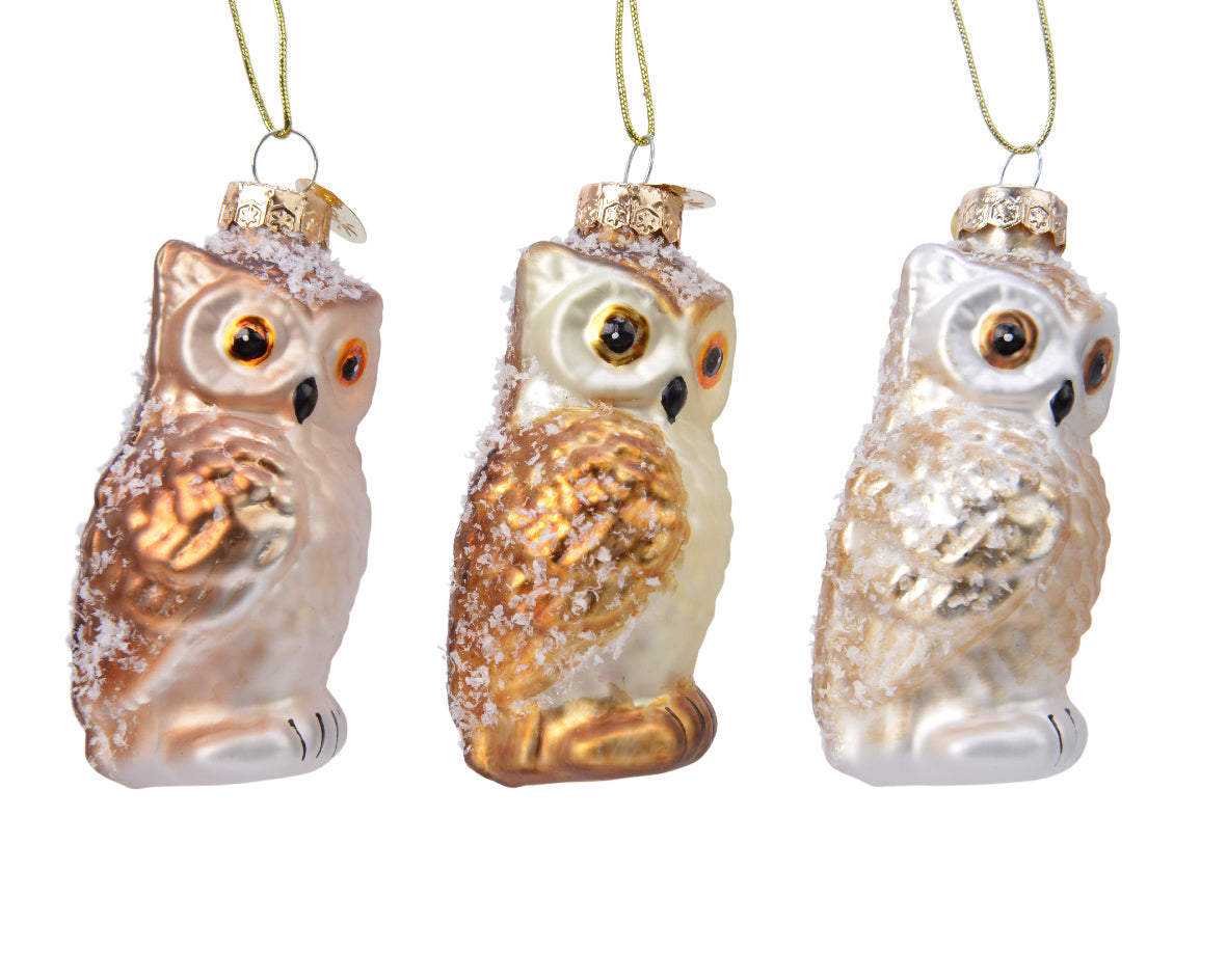 Decoris - Uil glas hang l4b4h9 cm naturel a3