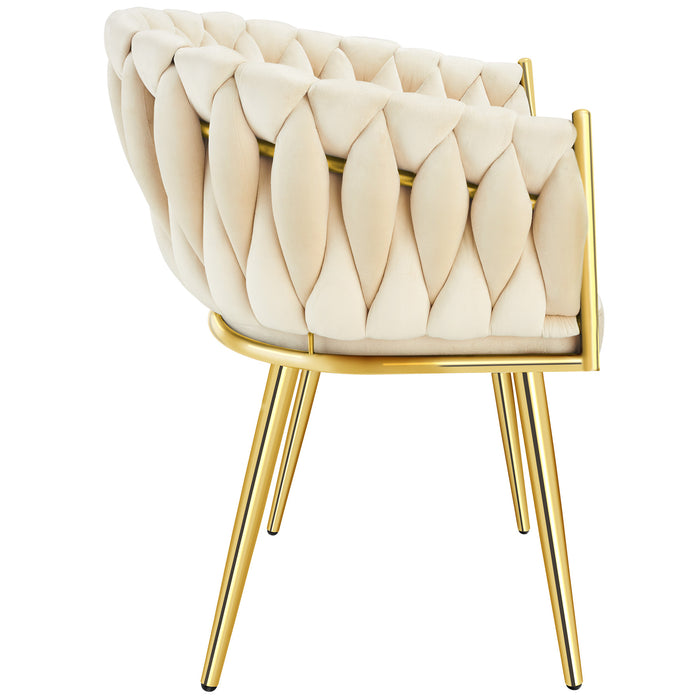 tectake® Set eetkamerstoelen Astano fluweel, knoopdesign - Set van 4