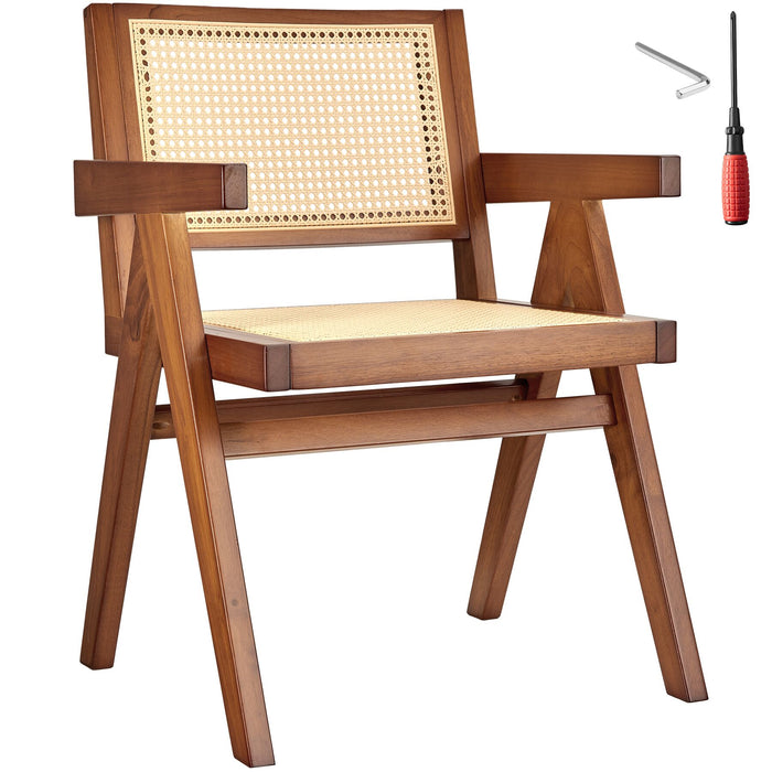 tectake® Eetkamerstoel Lizzy met Weens vlechtwerk in boho-stijl