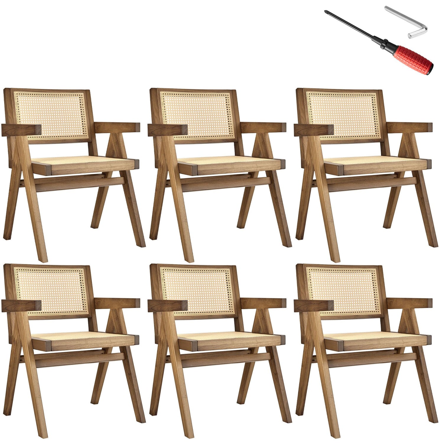 tectake® Eetkamerstoel Lizzy met Weens vlechtwerk in boho-stijl