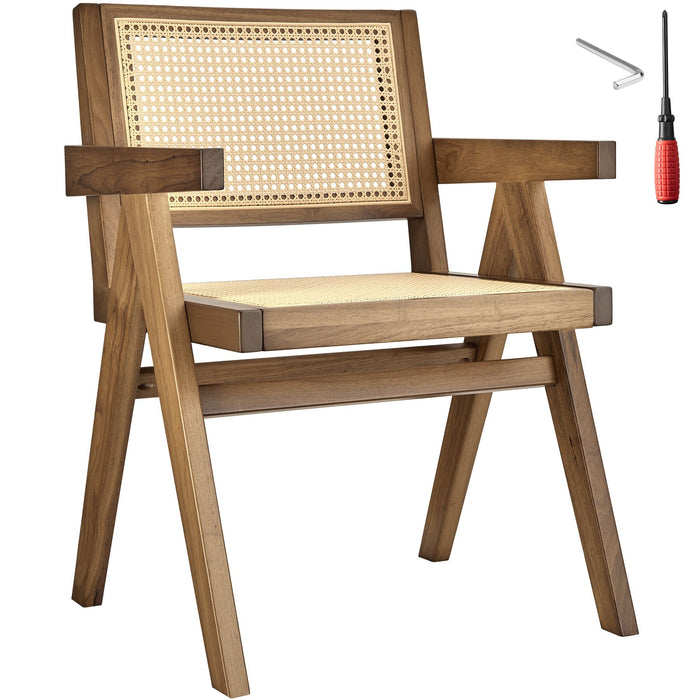 tectake® Eetkamerstoel Lizzy met Weens vlechtwerk in boho-stijl