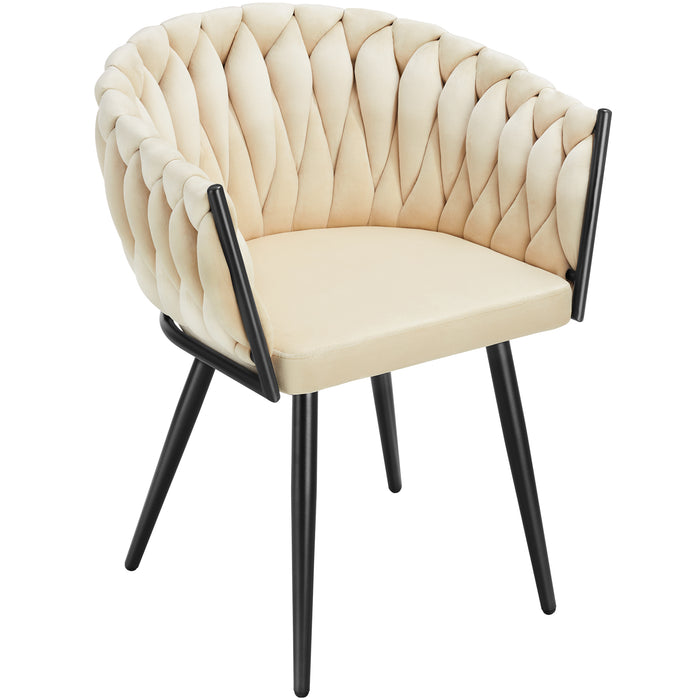 tectake® Set eetkamerstoelen Astano fluweel, knoopdesign - Set van 2