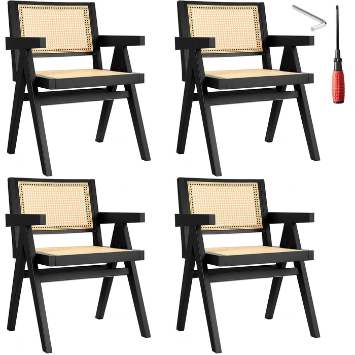 tectake® Eetkamerstoel Lizzy met Weens vlechtwerk in boho-stijl