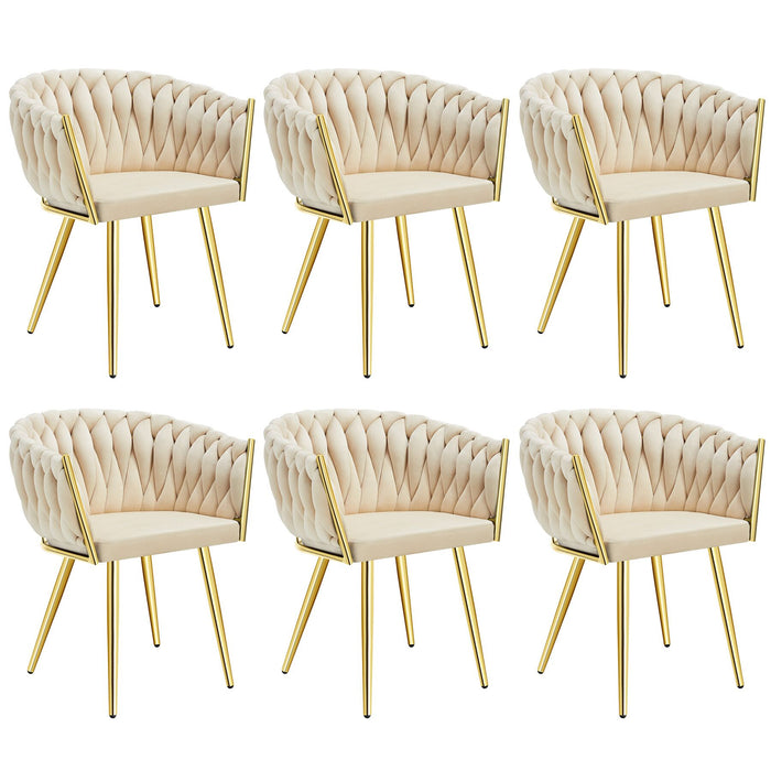 tectake® Set eetkamerstoelen Astano fluweel, knoopdesign - Set van 6