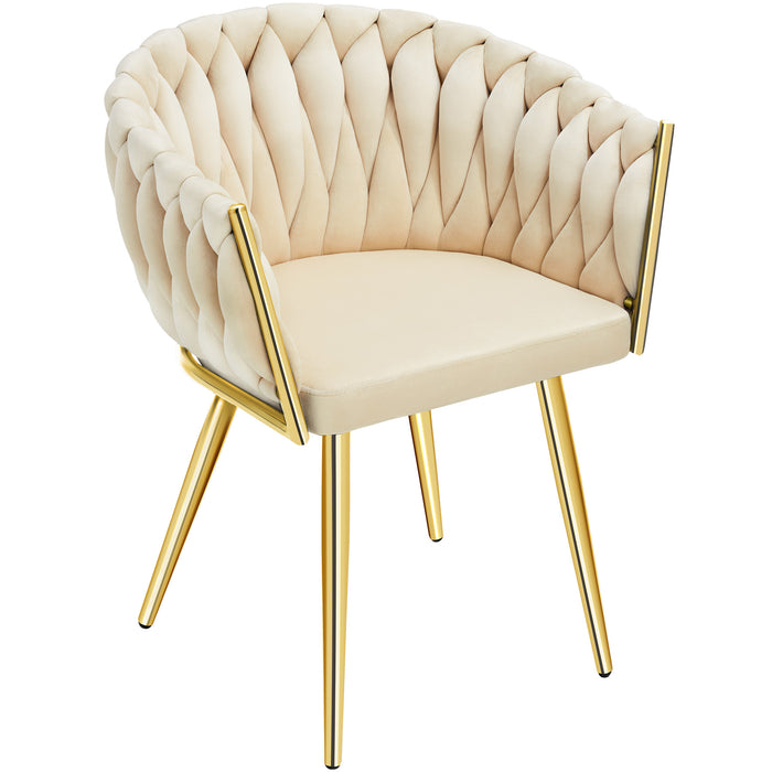 tectake® Set eetkamerstoelen Astano fluweel, knoopdesign - Set van 6