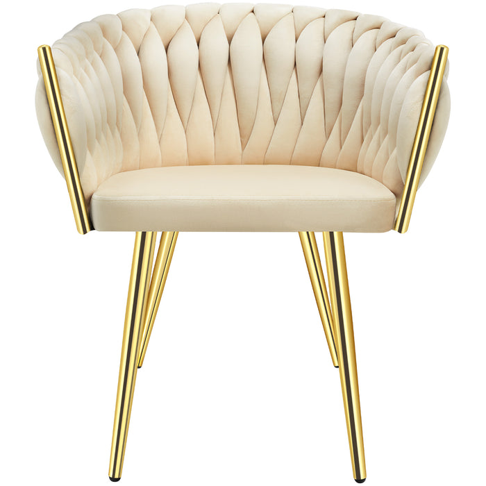 tectake® Set eetkamerstoelen Astano fluweel, knoopdesign - Set van 6