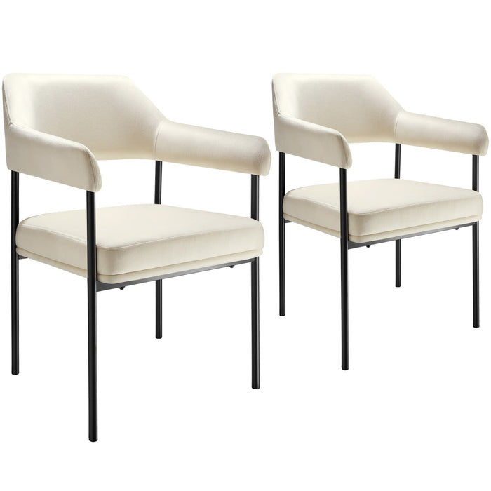 tectake® Eetkamerstoel Doé, gestoffeerd, stalen poten - Set van 2