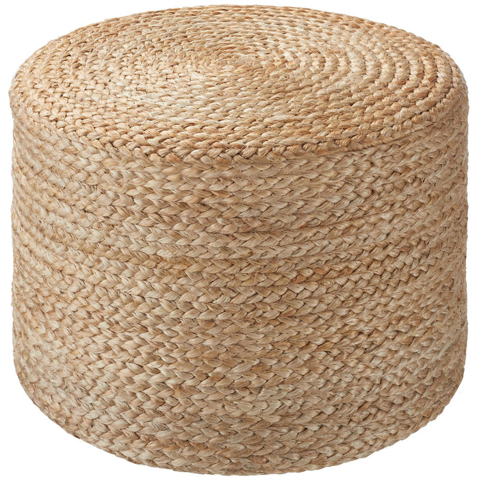 tectake® Handgemaakte poef Banno Cylinder van jute rond, boho-stijl