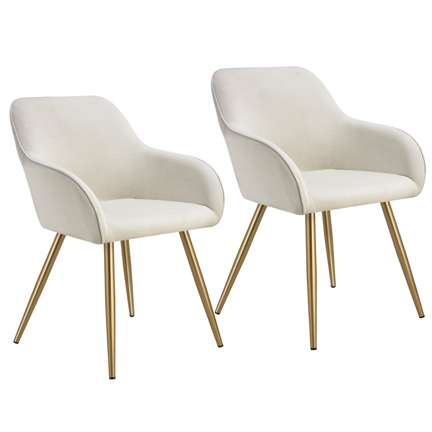 tectake® Eetkamerstoel Marilyn, koordlook, gestoffeerd - Set van 2