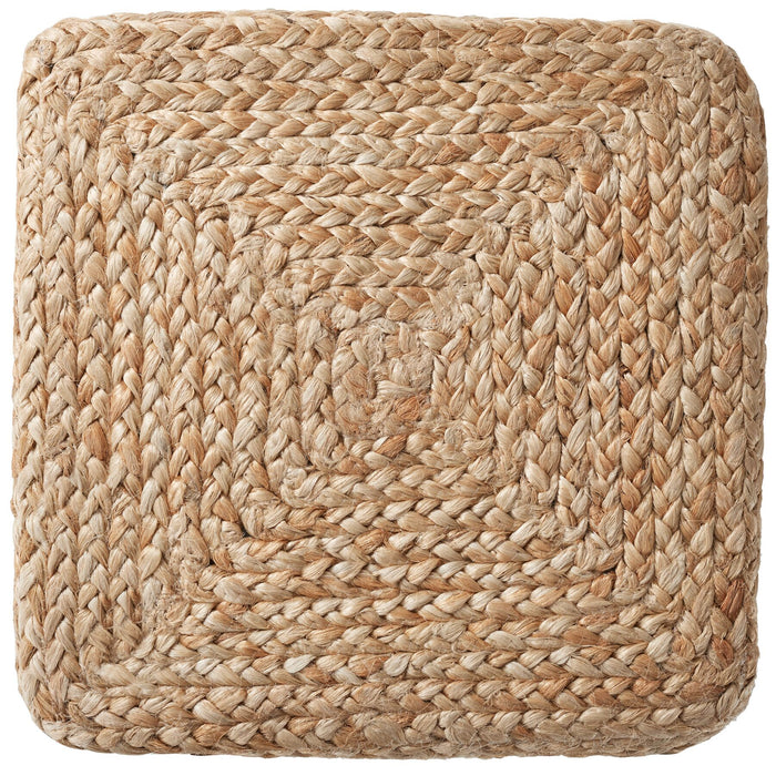 tectake® Handgemaakte poef Banno Cube van jute, vierkantig, boho-stijl