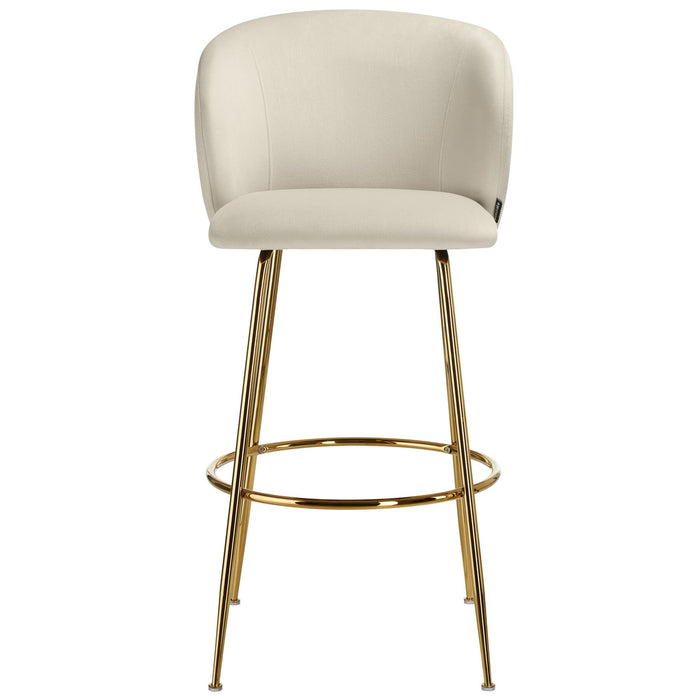 tectake® Barkruk Luana, met rugleuning, fluweellook - Set van 2