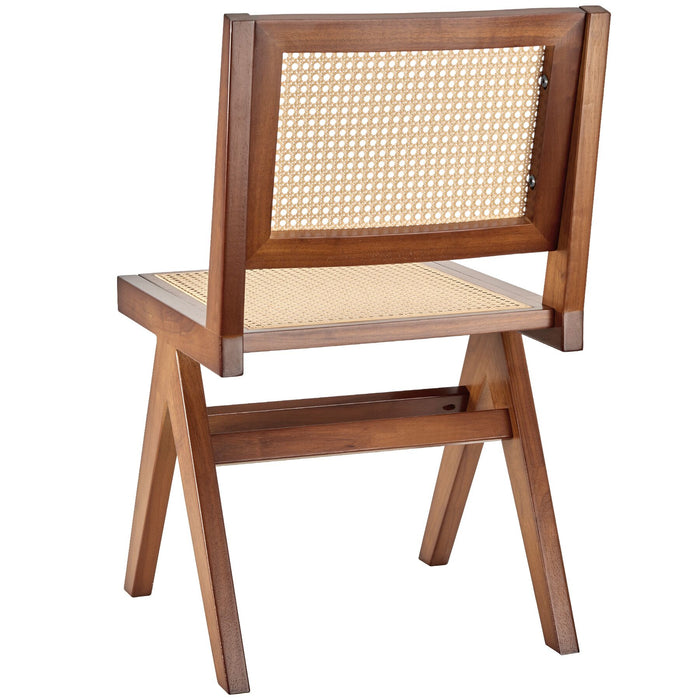 tectake® Houten stoel Lizzy met Weens vlechtwerk in boho-stijl