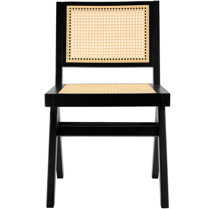 tectake® Houten stoel Lizzy met Weens vlechtwerk in boho-stijl